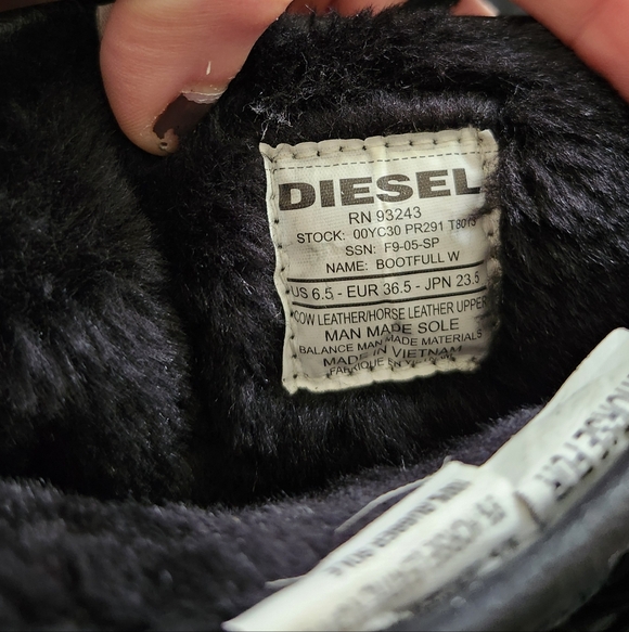 Diesel Vintage Fringe Black Leather Boots - Picture 6 of 8